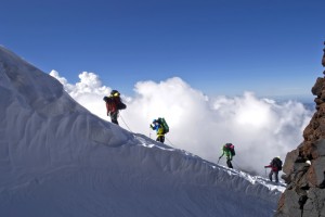 Alpinists in the mountains